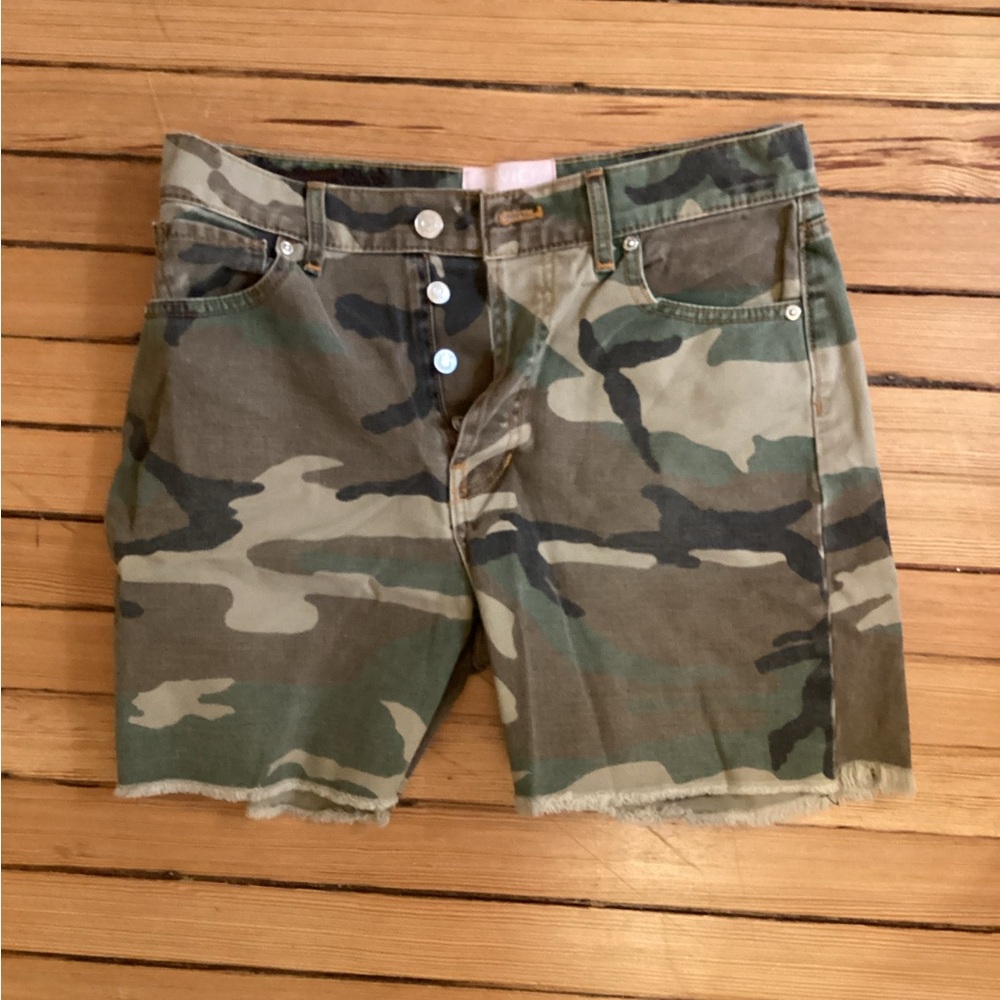 Revice Denim Camouflage Cutoff Shorts Button Fly Women’s 29